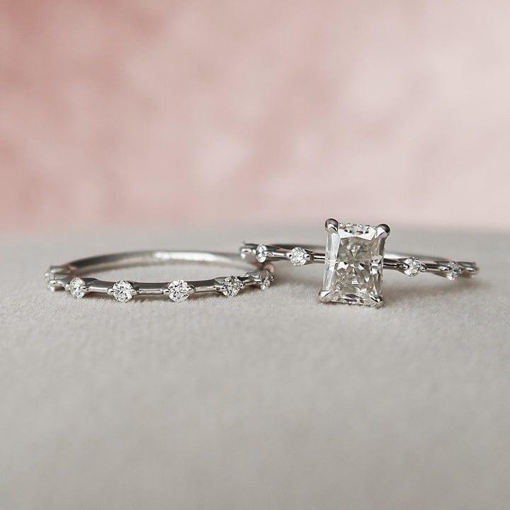 1.00Ct Radiant Lab Grown Diamond Wedding Ring Set With Band(2PCS) - JBR Jeweler