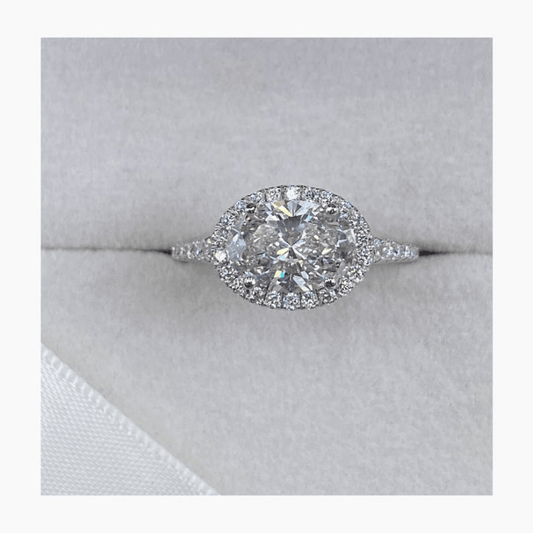 1.50Ct Oval Cut Diamond Lab Grown-CVD Vertical Halo Engagement Ring - JBR Jeweler