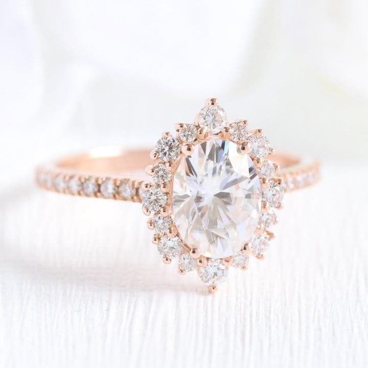 1.50CT Oval Lab-Grown Diamond Unique Bridal Set With Wedding Band(2Pcs) - JBR Jeweler