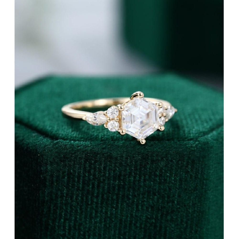 1.5CT Hexagon Cut Moissanite Engagement Ring - JBR Jeweler