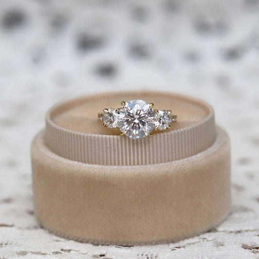 1.5CT Round Cut Lab Grown Diamond Three Stone Trellis Engagement Ring - JBR Jeweler