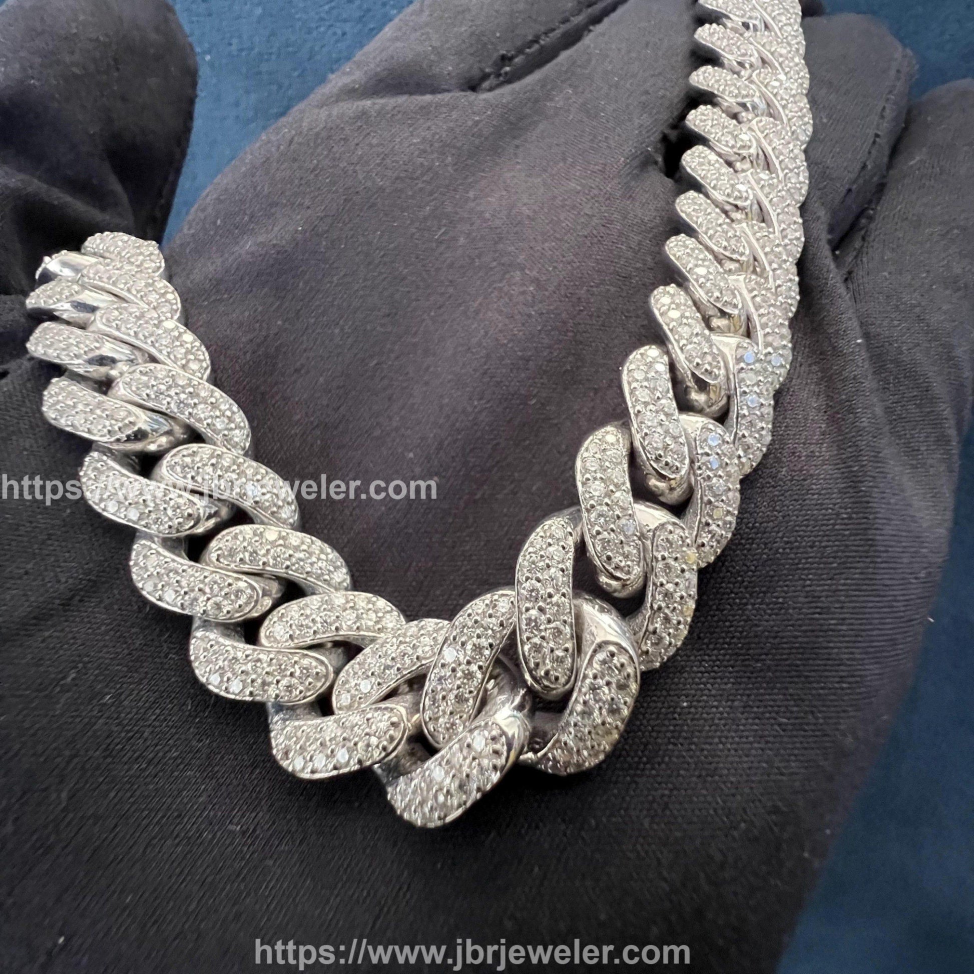 12MM VVS1 Round Moissanite 925 Sterling Silver Miami Cuban Chain - JBR Jeweler