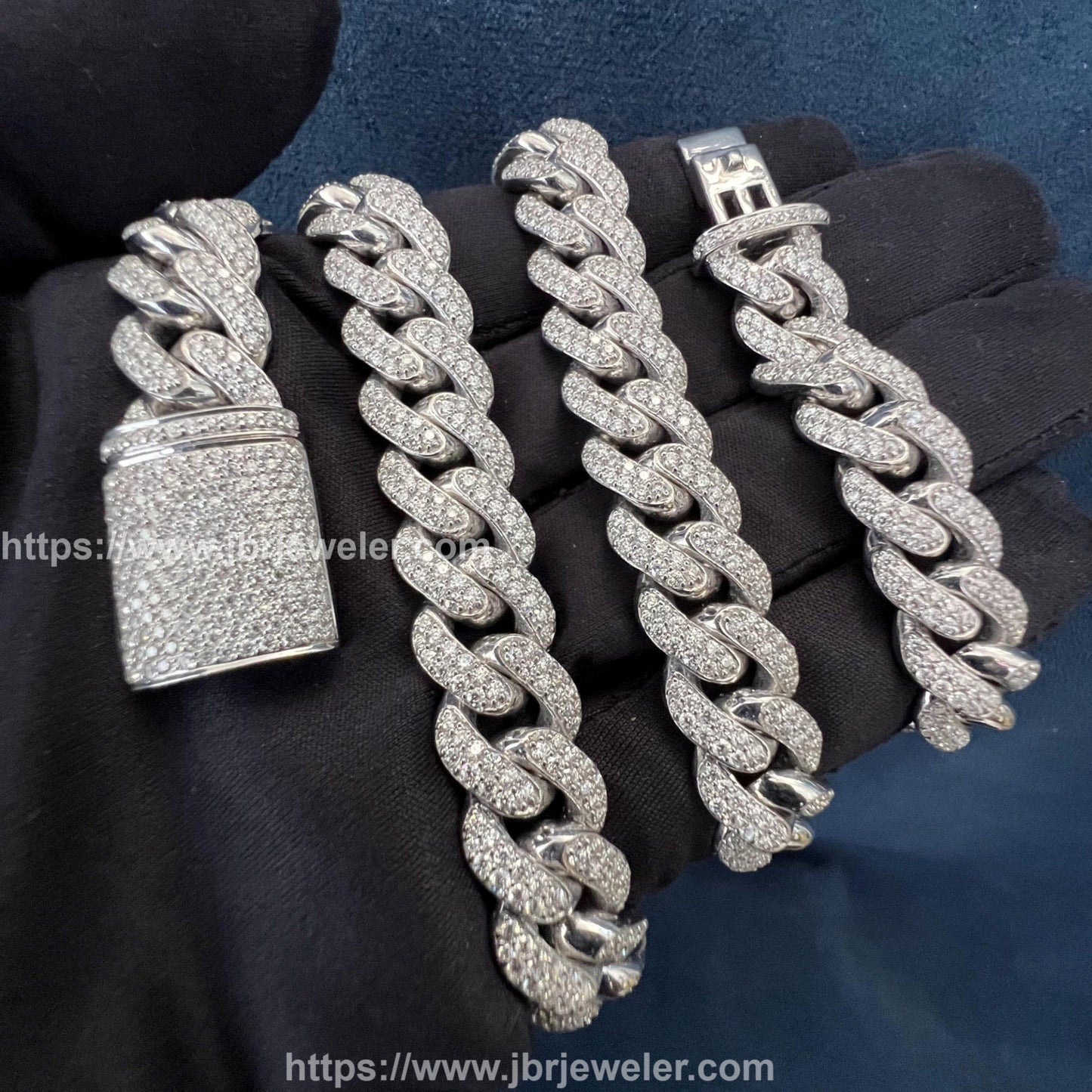 12MM VVS1 Round Moissanite 925 Sterling Silver Miami Cuban Chain - JBR Jeweler