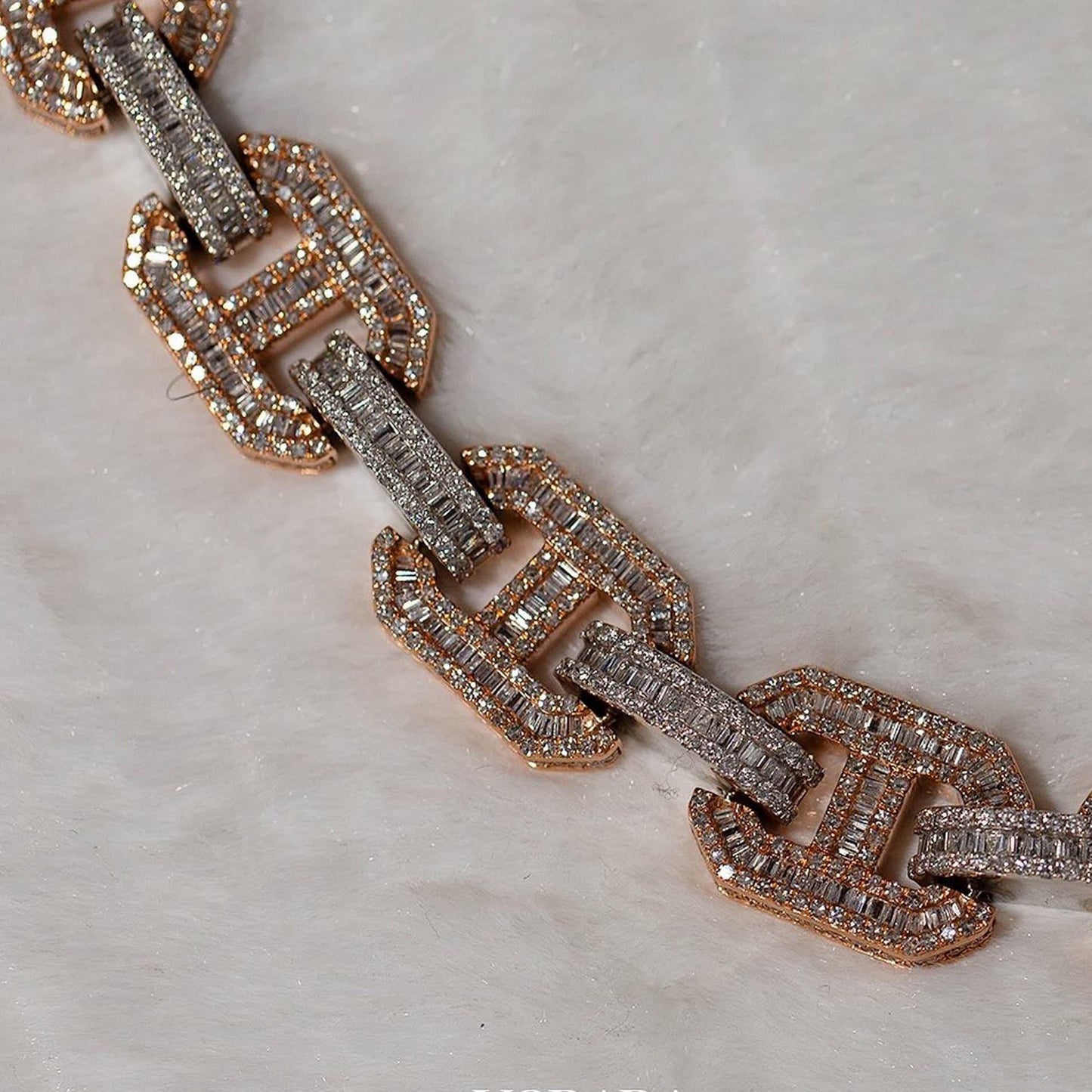 15 MM Round and Baguette Moissanite Diamond Cuban link Hip Hop Rapper chain - JBR Jeweler
