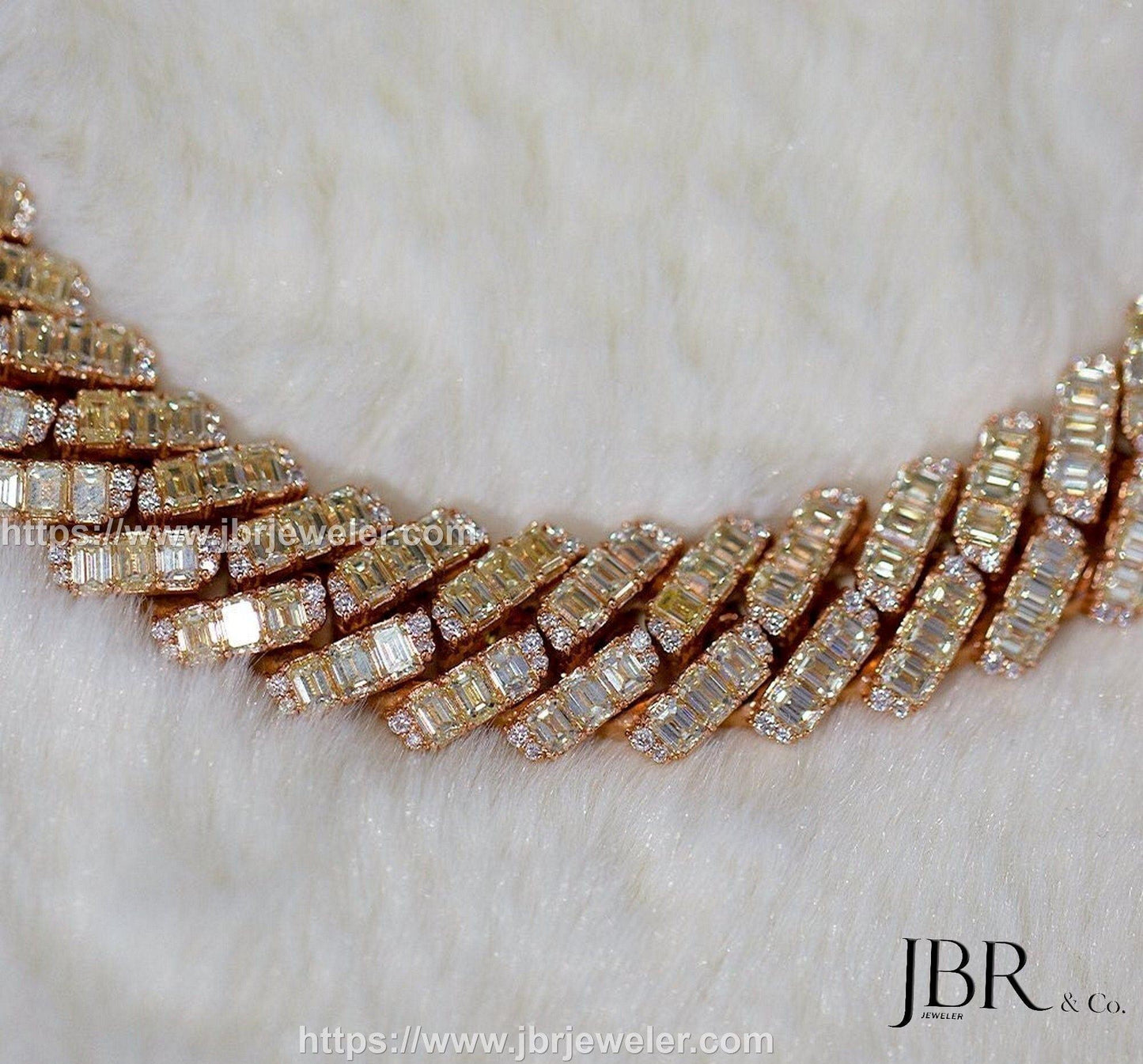 15 MM VVS Emerald And Round Moissanite Diamond Cuban Chain - JBR Jeweler