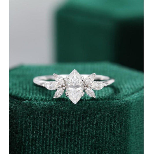 1CT Marquise Cut Moissanite Bridal Engagement Ring Anniversary Gift - JBR Jeweler