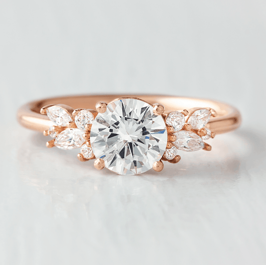 1CT Round Cut Lab Grown Diamond Designer Engagement Ring - JBR Jeweler