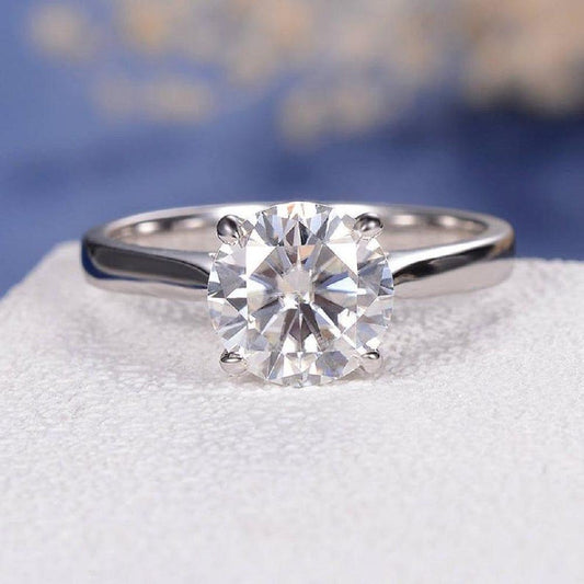 2.00CT Solitaire Round Cut White Gold Traditional Moissanite Engagement Wedding Ring - JBR Jeweler