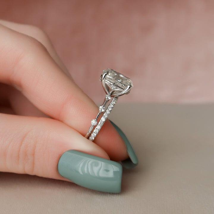 2.0CT Elongated Cushion Lab-Grown Diamond Wedding Ring with Matching Band (2Pcs) - JBR Jeweler