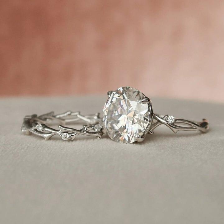 3CT Round Cut Certified Lab-Grown Diamond Wedding Ring Set With Matching Band - JBR Jeweler