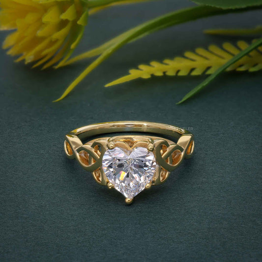 Celtic Heart Moissanite Diamond Engagement Ring