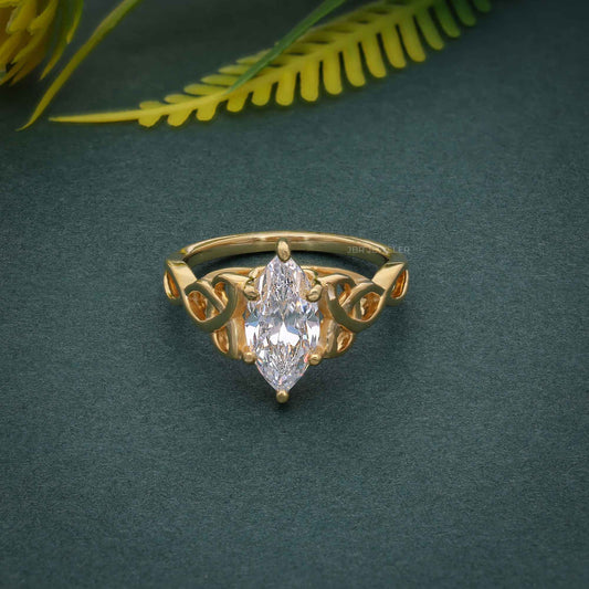 Celtic Marquise Moissanite Diamond Engagement Ring