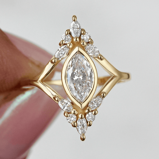 Audrey 1.5CT Marquise Moissanite Diamond Unique Engagement Ring - JBR Jeweler