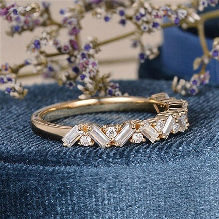 Baguette Cut Lab Grown Half Zigzag Wedding Band - JBR Jeweler