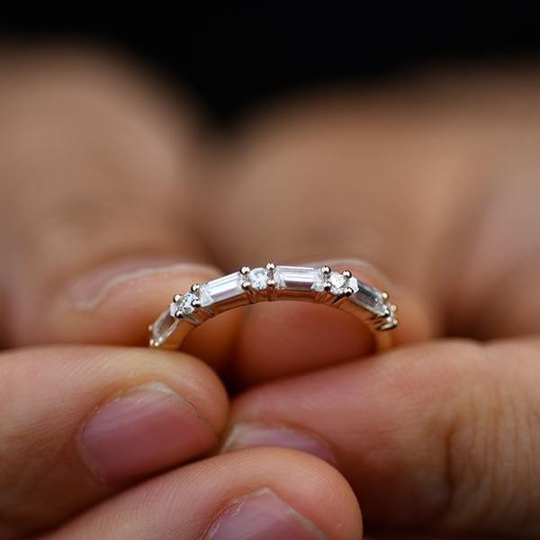 Baguette Cut Lab Grown Promise Wedding Band - JBR Jeweler
