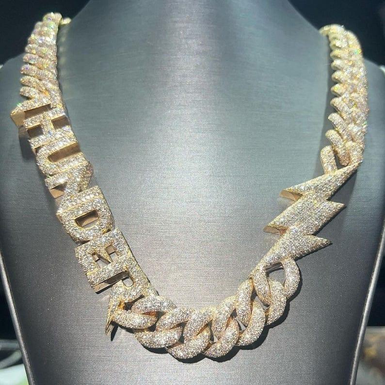 Customized Name Moissanite Diamonds 20MM Miami Cuban Link Bust Down HipHop Chain - JBR Jeweler