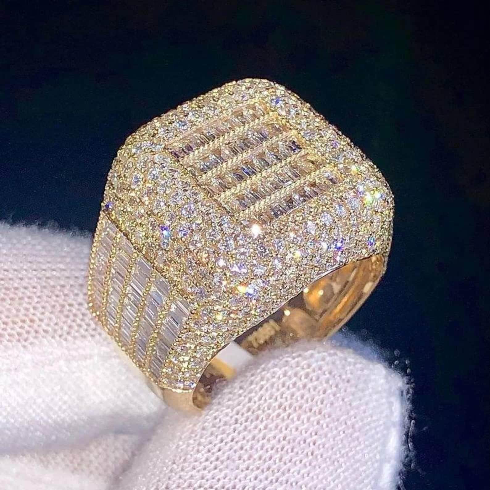 Full Ice out Baguette Moissanite Diamond Real VVS For Men's Custom Hip Hop Ring - JBR Jeweler