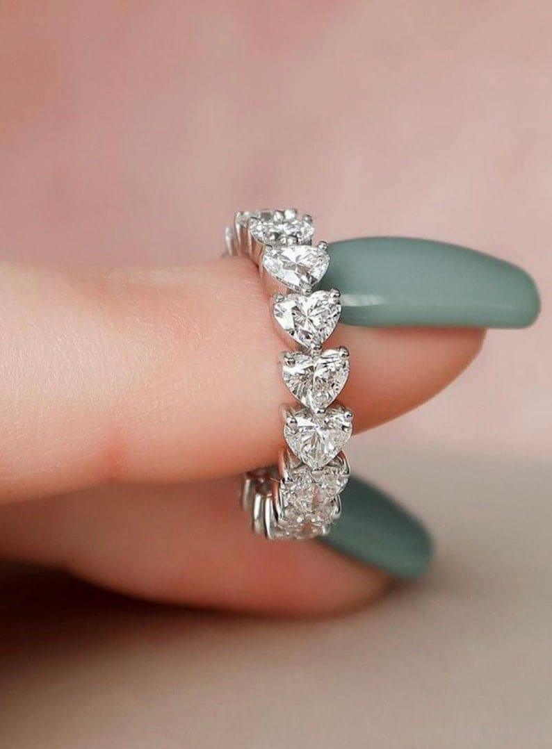 Heart Cut Lab-Grown Diamond Full Eternity Wedding Band - JBR Jeweler