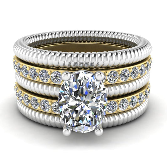 JBR 5PC Oval Cut Sterling Silver Ring Bridal Set - JBR Jeweler