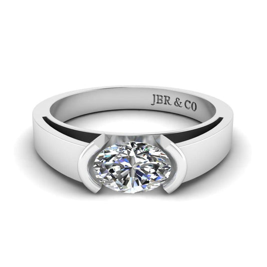JBR Classic Solitaire Oval Cut Sterling Silver Ring - JBR Jeweler
