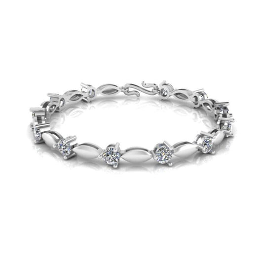 JBR Round Cut Diamond Bracelet In Sterling Silver - JBR Jeweler