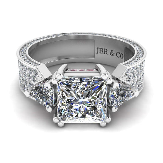 JBR Scrollwork Princess Cut Sterling Silver Ring - JBR Jeweler