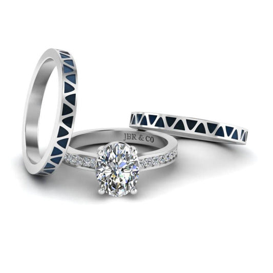 JBR Three Piece Solitaire Wedding Ring In Sterling Silver - JBR Jeweler