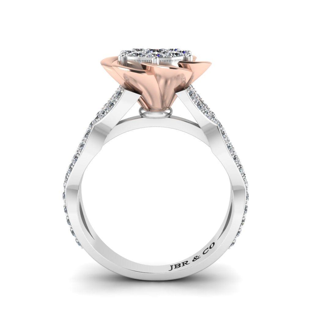 JBR Two Tone Belle Rose Inspired Round Cut Sterling Silver Ring - JBR Jeweler