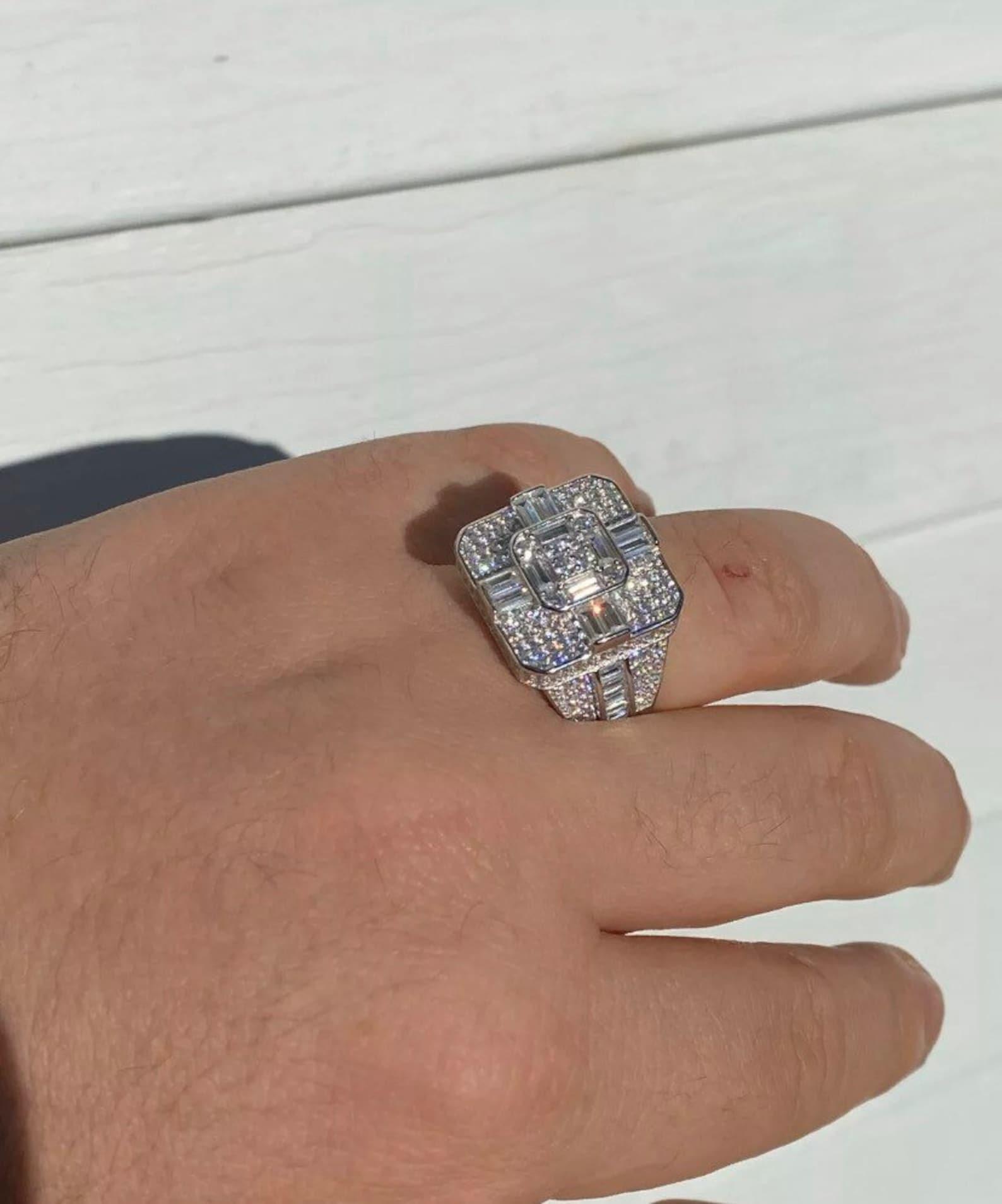 Luxury Hip hop Fully Iced Out Moissanite Baguette Diamond Champion Men's Rings - JBR Jeweler