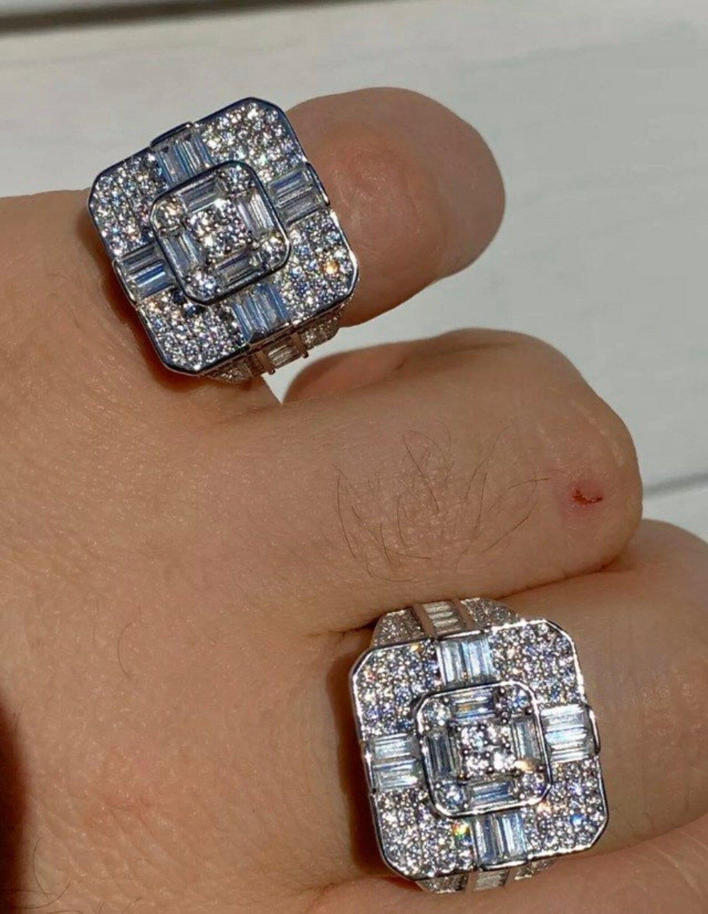 Luxury Hip hop Fully Iced Out Moissanite Baguette Diamond Champion Men's Rings - JBR Jeweler