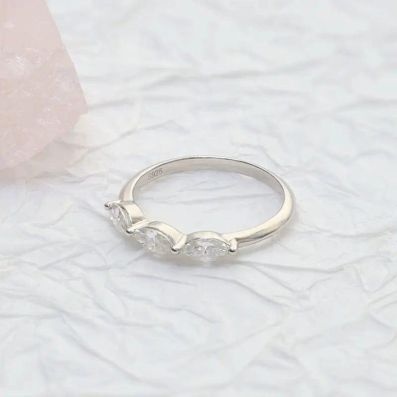 Marquise Cut Dainty Moissanite Stacking Wedding Ring - JBR Jeweler