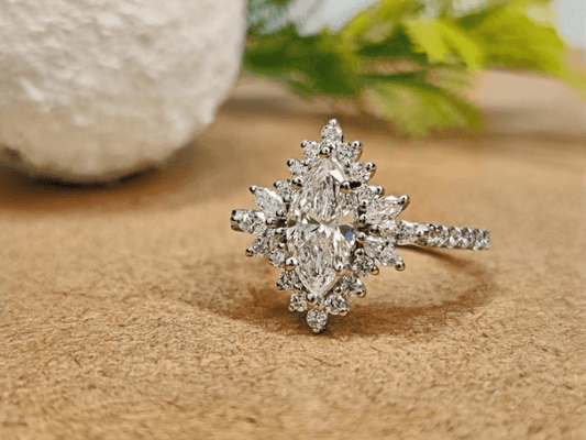 Marquise Cut Halo Set Lab-Grown Diamond Engagement Ring - JBR Jeweler