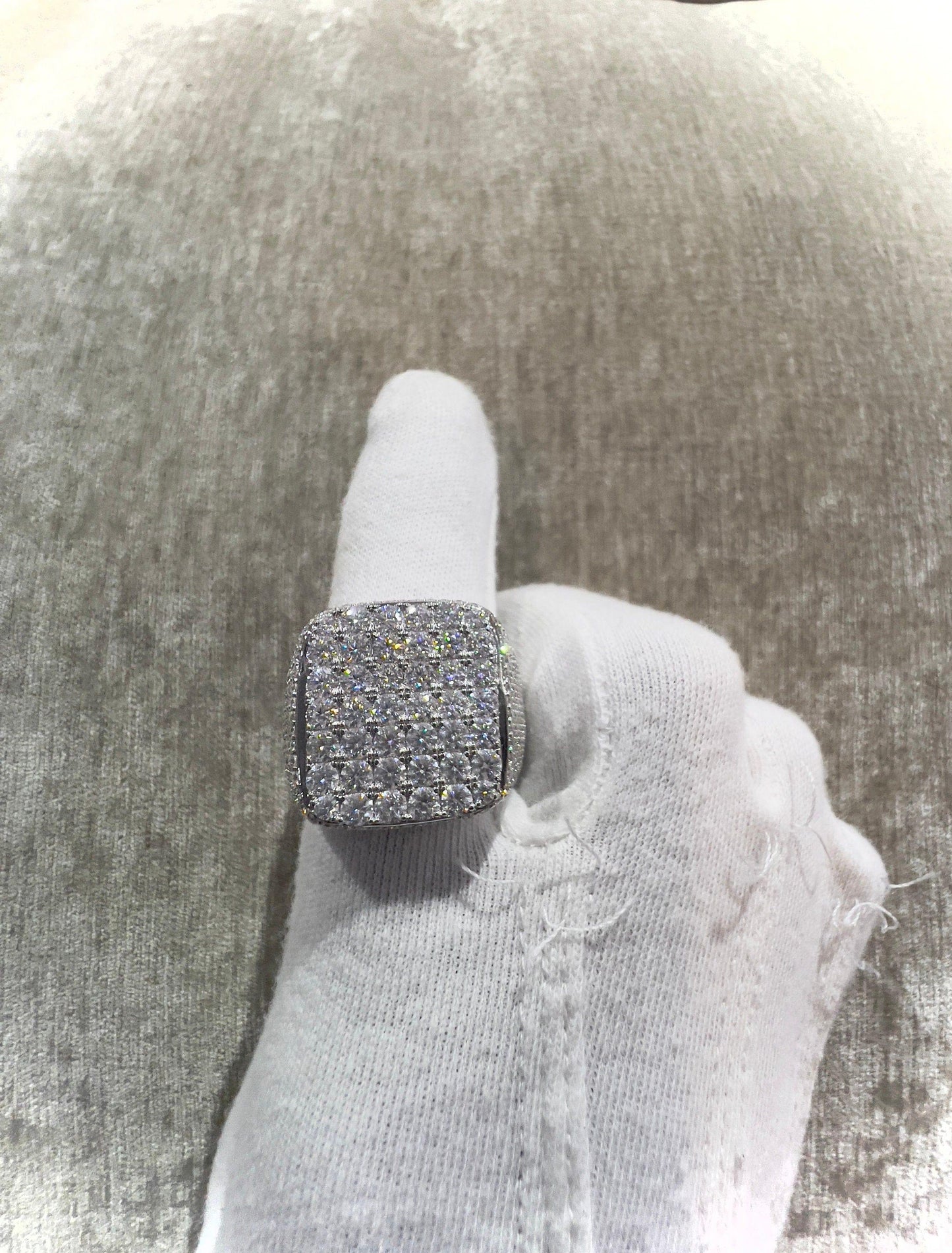 Men's 925 silver fully iced out Moissanite 10.96 ct VVS1 quality moissanite ring - JBR Jeweler