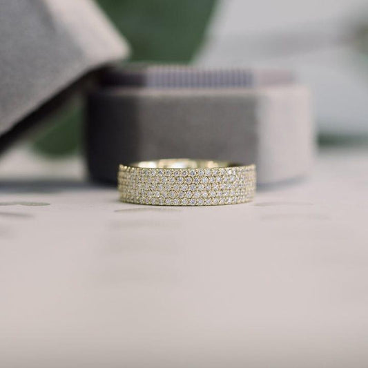 Round Cut Lab Grown-CVD Diamond Pave Set Full Eternity Wedding Band - JBR Jeweler