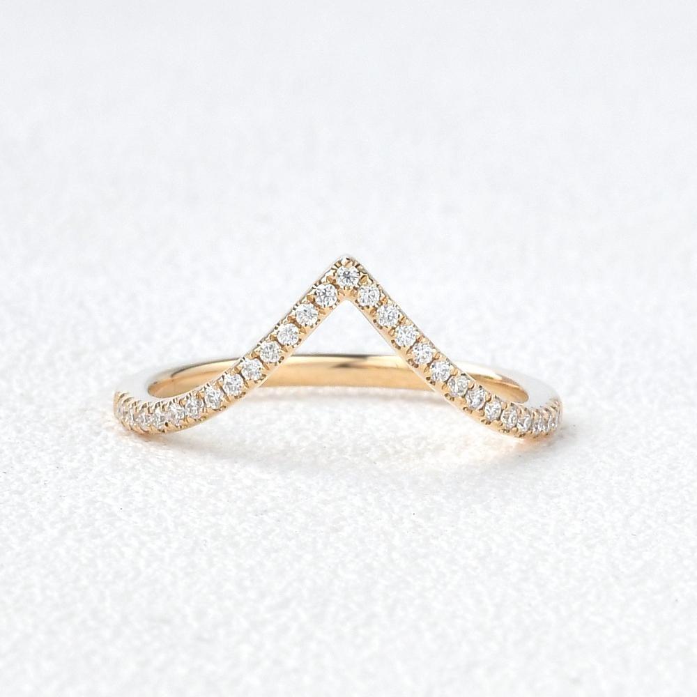 Round Cut Lab Grown-CVD Diamond V Shape Wedding Band - JBR Jeweler