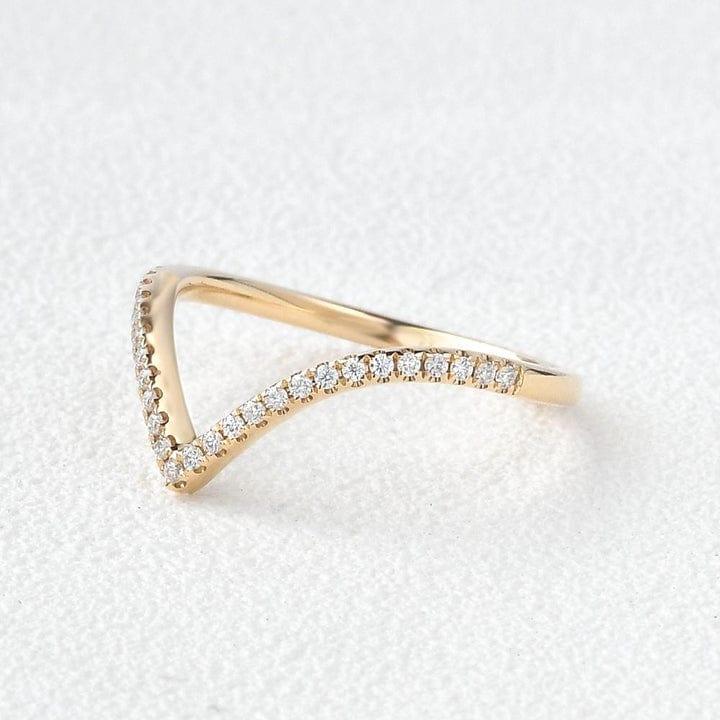 Round Cut Lab Grown-CVD Diamond V Shape Wedding Band - JBR Jeweler