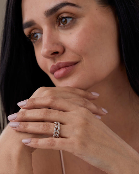 Round Lab Grown Diamond Pave Set Cuban Chain Ring - JBR Jeweler