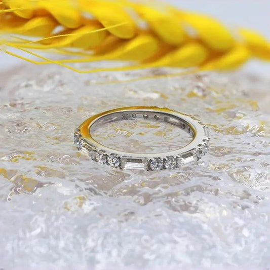 JBR Jeweler lab grown wedding ring Round/Baguette Cut Dainty Lab Grown Wedding Ring