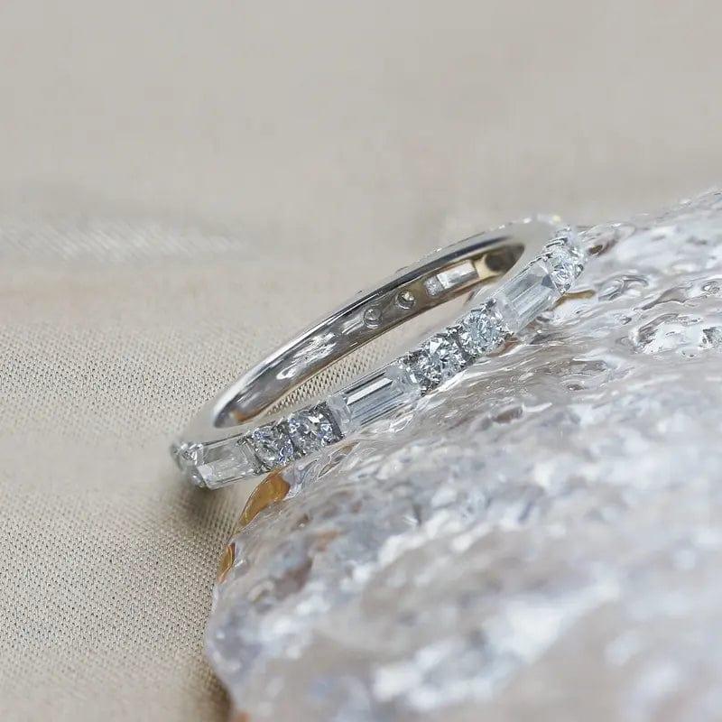JBR Jeweler lab grown wedding ring Round/Baguette Cut Dainty Lab Grown Wedding Ring