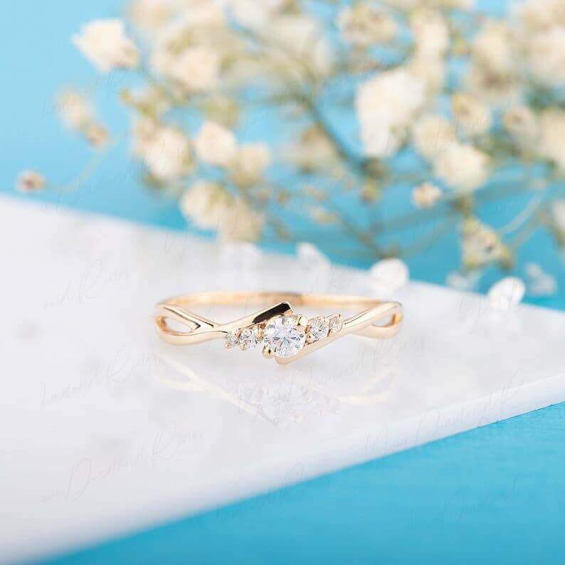 Dainty moissanite engagement shop rings