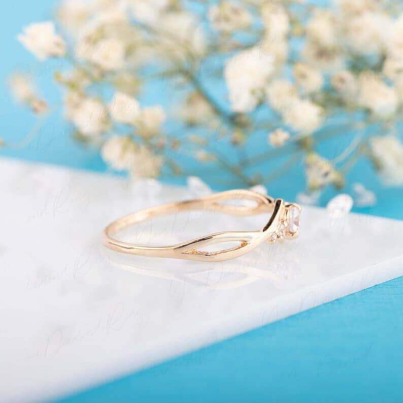 0.30CT Round Cut Dainty Moissanite Engagement Ring - JBR Jeweler