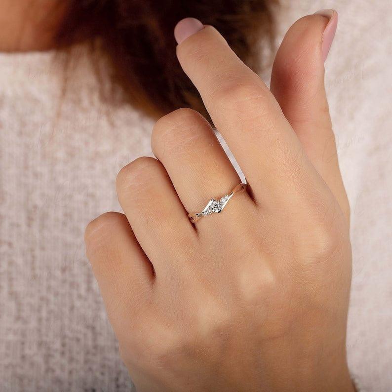 0.30CT Round Cut Dainty Moissanite Engagement Ring - JBR Jeweler