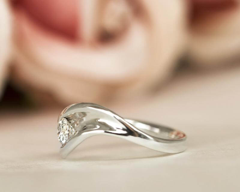 0.50Ct Round Cut Tension Set White Gold Moissanite Engagement Wedding Ring - JBR Jeweler