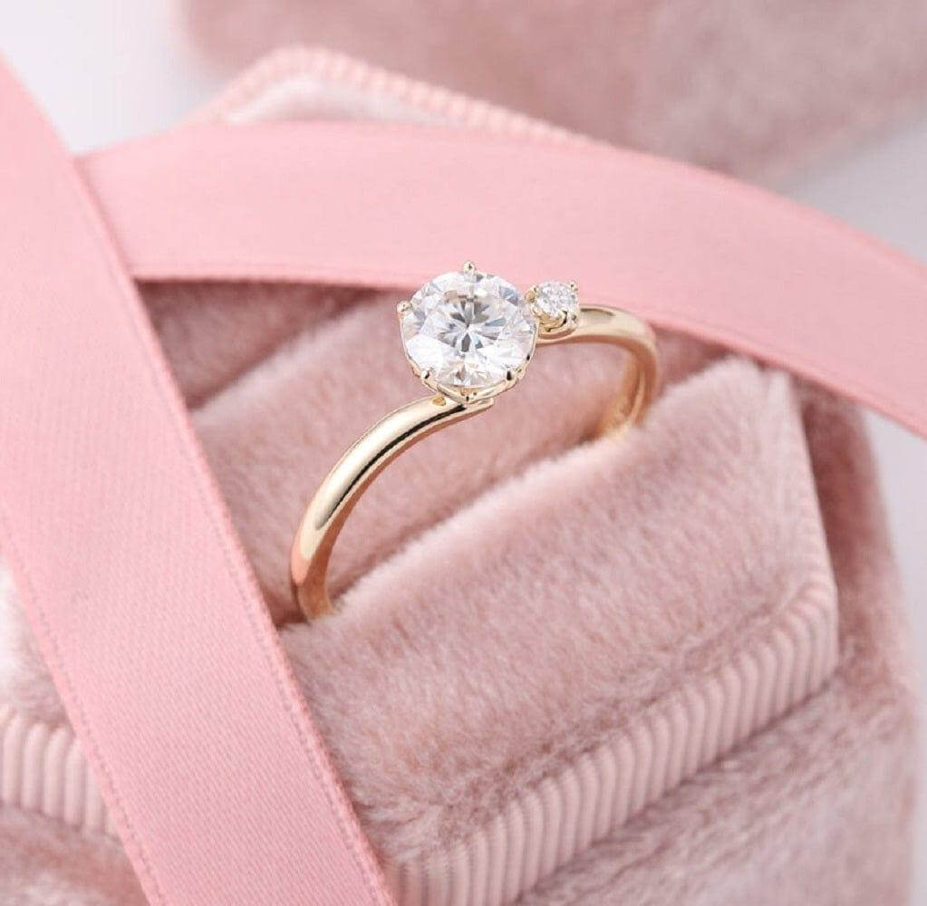 0.50Ct Round Cut Yellow Gold Dainty Japanese Style Anniversary Inspired Engagement Ring for Gift - JBR Jeweler
