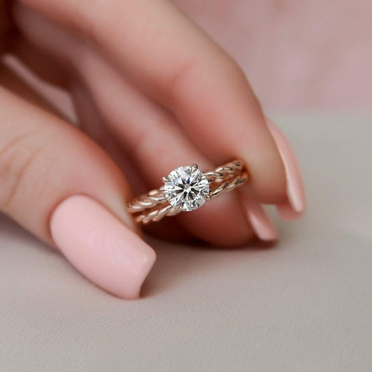 0.70CT Round Cut Lab Grown Diamond Twist Wedding Ring Set with Band (2PCS) - JBR Jeweler