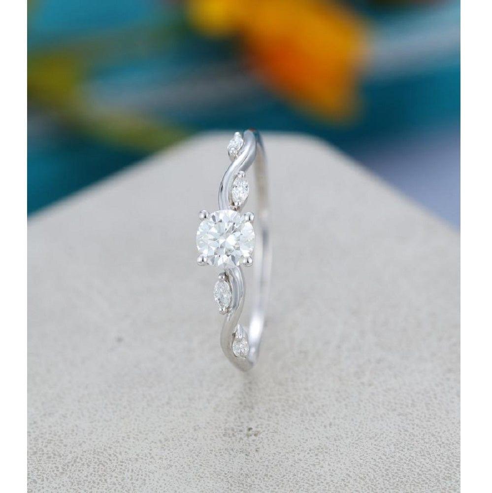 0.70CT Round Cut White Gold Solitaire Moissanite Engagement Ring Valentine Gift - JBR Jeweler