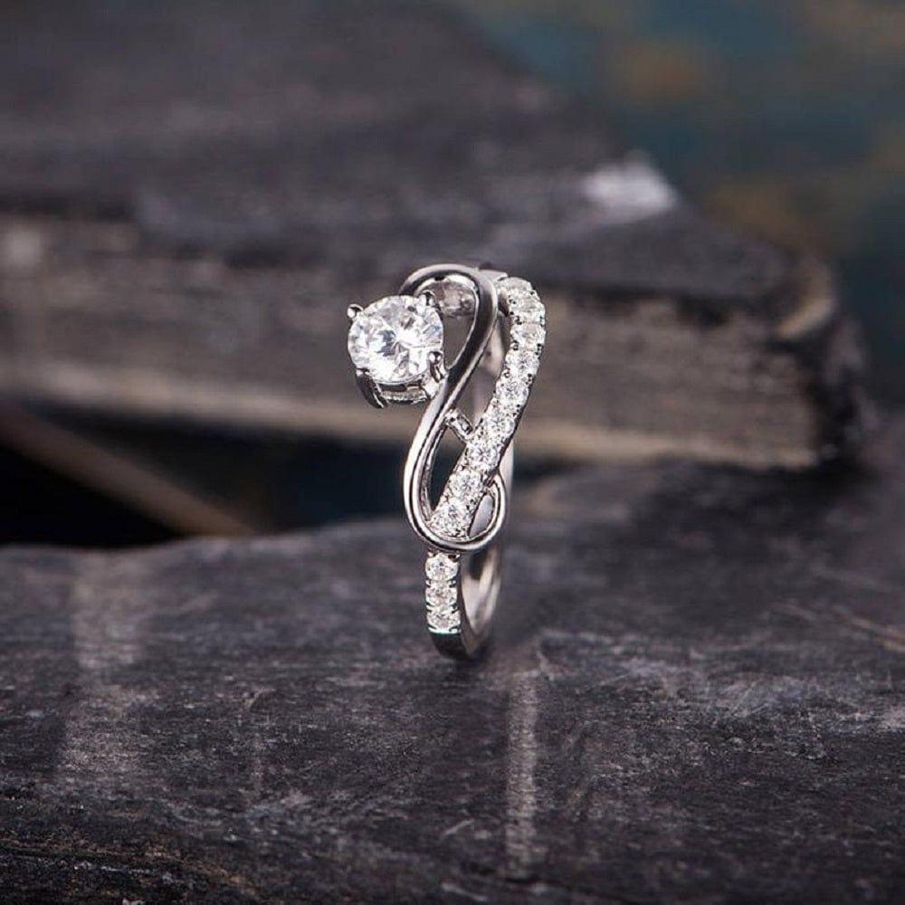 0.70CT Round Cut White Gold Swirl Wave Infinity Moissanite Engagement Promise Ring - JBR Jeweler