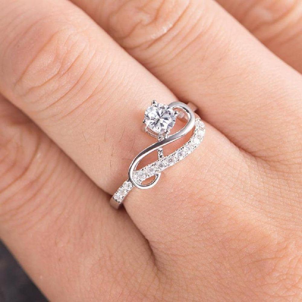 0.70CT Round Cut White Gold Swirl Wave Infinity Moissanite Engagement Promise Ring - JBR Jeweler