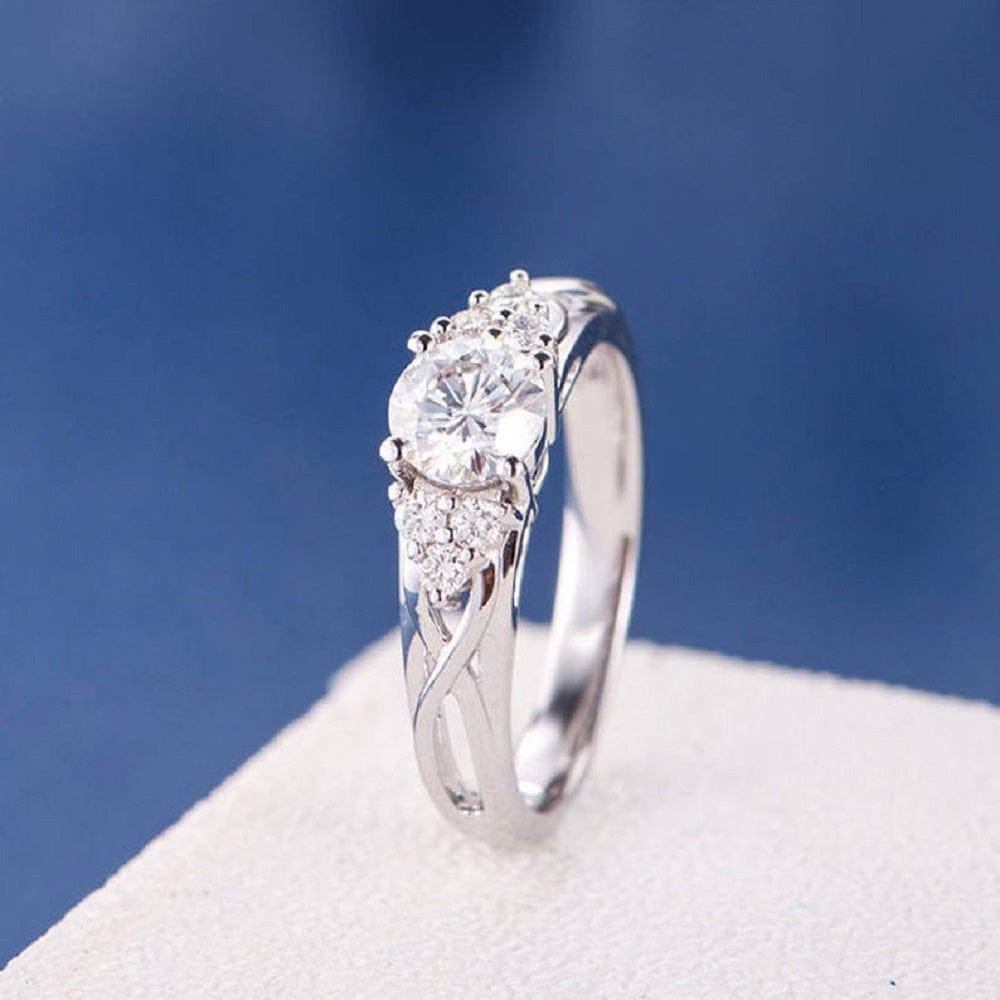 0.75 CT Round Cut Cluster Gold Infinity Wedding Moissanite Engagement Ring - JBR Jeweler