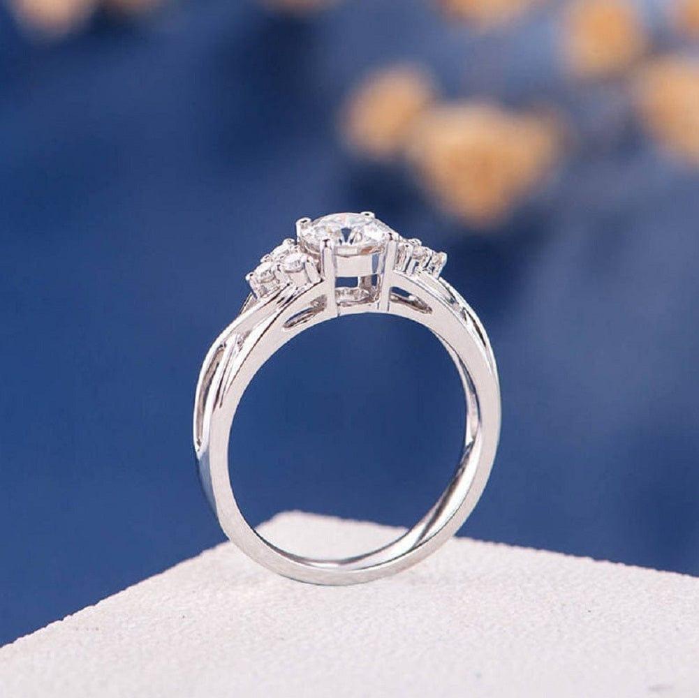 0.75 CT Round Cut Cluster Gold Infinity Wedding Moissanite Engagement Ring - JBR Jeweler